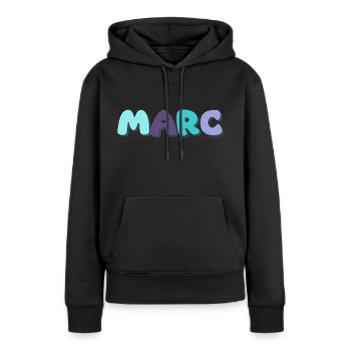 Nom - Marc - Sweat à capuche Premium bio Femme - noir - Devant - Julia (174cm)