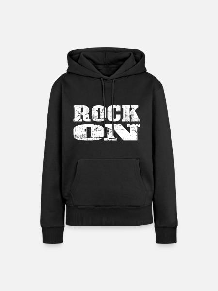 ROCK ON - Frauen Premium Bio Hoodie - Schwarz