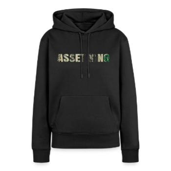 Roi des actifs - Sweat à capuche Premium bio Femme - noir - Devant - Julia (174cm)