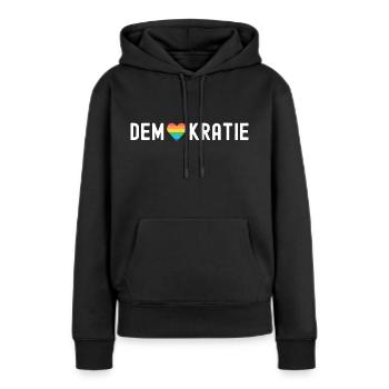 Demokratie Demonstration Menschenrechte - Frauen Premium Bio Hoodie - Schwarz - Vorne - Julia (174cm)