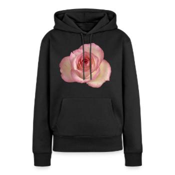 Rose / rose blanche - Sweat à capuche Premium bio Femme - noir - Devant - Julia (174cm)