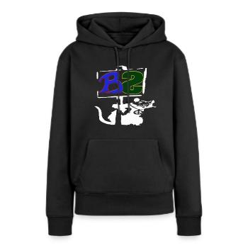 Logo Banksy Style blanc - Sweat à capuche Premium bio Femme - noir - Devant - Julia (174cm)