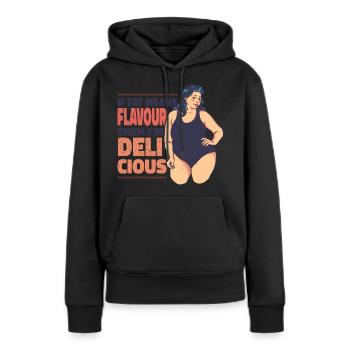 Wenn Fett Geschmack bedeutet, dann bin ich köstlic - Frauen Premium Bio Hoodie - Schwarz - Vorne - Julia (174cm)