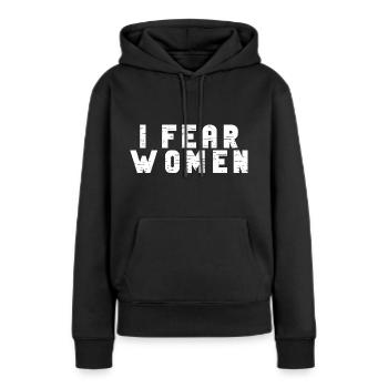 J’ai peur des femmes J’ai peur des femmes - Sweat à capuche Premium bio Femme - noir - Devant - Julia (174cm)