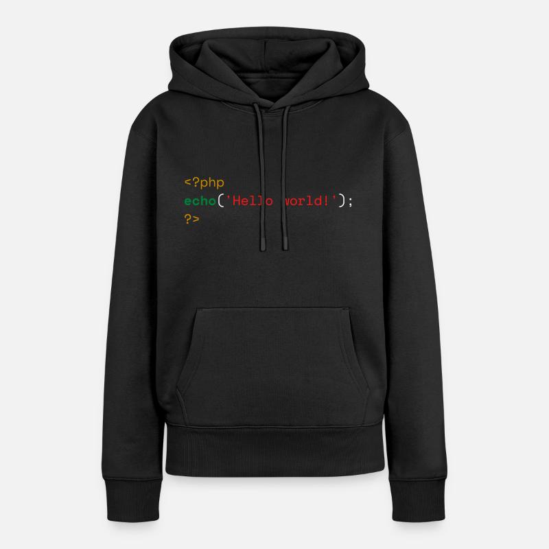 PHP Hello World - Frauen Premium Bio Hoodie - Schwarz