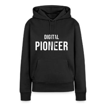 Pionnier du numérique - Sweat à capuche Premium bio Femme - noir - Devant - Julia (174cm)