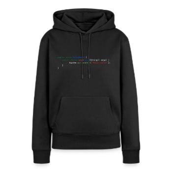Java Hello World - Frauen Premium Bio Hoodie - Schwarz - Vorne - Julia (174cm)