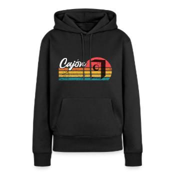 Cajon - Coucher de soleil rétro Kajon - Sweat à capuche Premium bio Femme - noir - Devant - Julia (174cm)