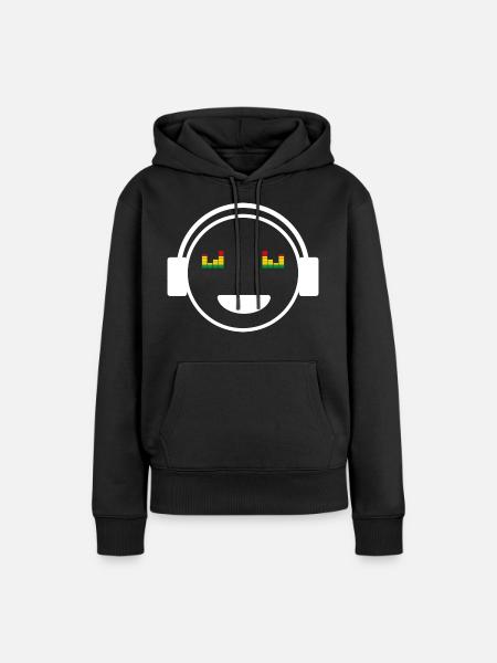 Audio Phil Smiley Kopfhörer Musik Liebhaber Weiss - Frauen Premium Bio Hoodie - Schwarz