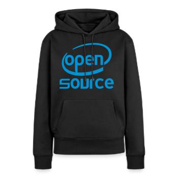 Open source Intel - Sweat à capuche Premium bio Femme - noir - Devant - Julia (174cm)