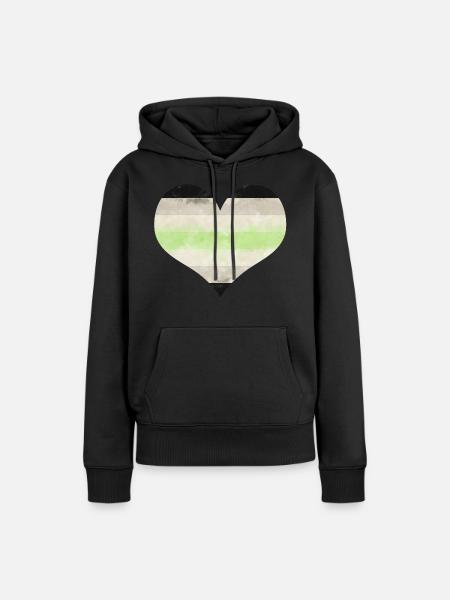 Agender Flagge Herz - Frauen Premium Bio Hoodie - Schwarz