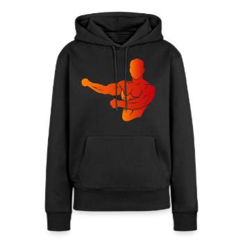 Musculation - Sweat à capuche Premium bio Femme - noir - Devant - Julia (174cm)