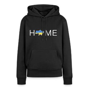 Illustration patriotique « L’Ukraine est ma maison » - Sweat à capuche Premium bio Femme - noir - Devant - Julia (174cm)