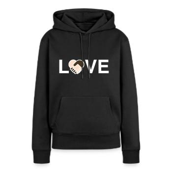 Love gegen Rassismus - Frauen Premium Bio Hoodie - Schwarz - Vorne - Julia (174cm)