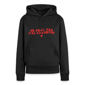 je peux pas j'ai Valentin - Sweat à capuche Premium bio Femme - noir - Devant - Julia (174cm)