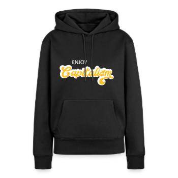 ENJOY CAPITALISM! personalsierbar - Frauen Premium Bio Hoodie - Schwarz - Vorne - Julia (174cm)