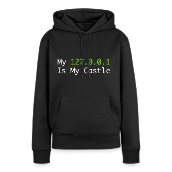 My 127.0.0.0.1 Is My Castle - Sweat à capuche Premium bio Femme - noir - Devant - Julia (174cm)