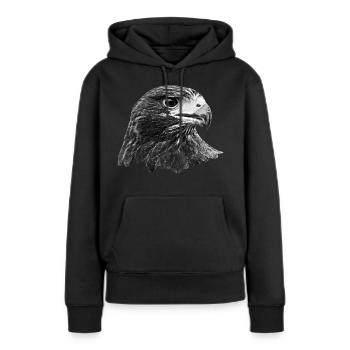 Aigle, faucon, buse, gris - Sweat à capuche Premium bio Femme - noir - Devant - Julia (174cm)