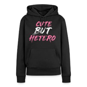 Mignon mais hétéro | Cadeau pour femme et homme. - Sweat à capuche Premium bio Femme - noir - Devant - Julia (174cm)