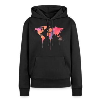 weltkarte - Frauen Premium Bio Hoodie - Schwarz - Vorne - Julia (174cm)