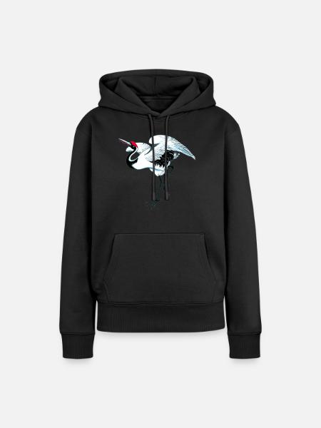 LoPi Kranich - Frauen Premium Bio Hoodie - Schwarz
