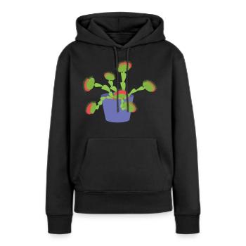 Plante carnivore - Sweat à capuche Premium bio Femme - noir - Devant - Julia (174cm)