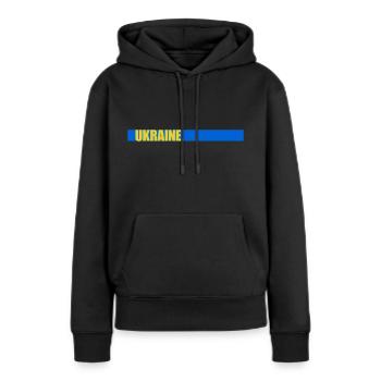 Balken Ukraine Heimatland - Frauen Premium Bio Hoodie - Schwarz - Vorne - Julia (174cm)