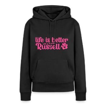 Parson Russell Jack Terrier Mama Dictons Rose - Sweat à capuche Premium bio Femme - noir - Devant - Julia (174cm)