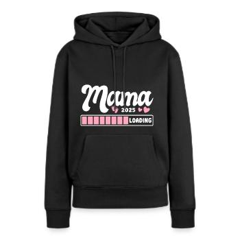 Mama 2025 loading - Grossesse - Cadeau - Sweat à capuche Premium bio Femme - noir - Devant - Julia (174cm)