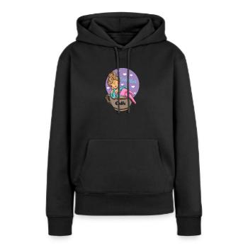 Caffe-Mädchen, - Frauen Premium Bio Hoodie - Schwarz - Vorne - Julia (174cm)