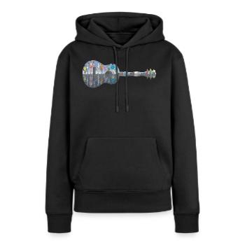 Guitare humaine - Sweat à capuche Premium bio Femme - noir - Devant - Julia (174cm)