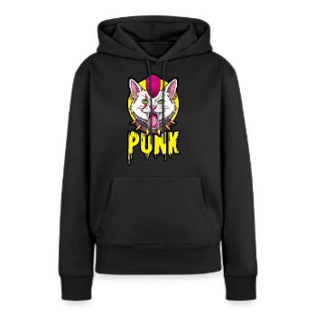 Punk chat pour un punk ami chat - Sweat à capuche Premium bio Femme - noir - Devant - Julia (174cm)