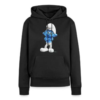 Die Schlümpfe Schlaubi Schlumpf - Frauen Premium Bio Hoodie - Schwarz - Vorne - Julia (174cm)