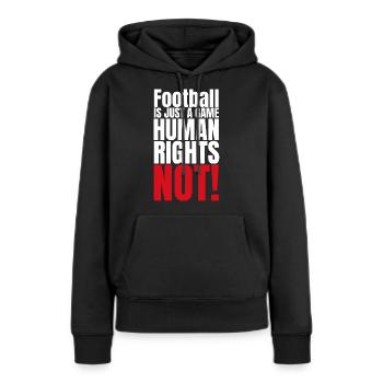 Boycott des droits de l’homme dans le football 2022 - Sweat à capuche Premium bio Femme - noir - Devant - Julia (174cm)