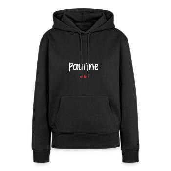 Pauline - Sweat à capuche Premium bio Femme - noir - Devant - Julia (174cm)