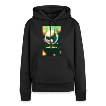 Universum - Frauen Premium Bio Hoodie - Schwarz - Vorne - Julia (174cm)