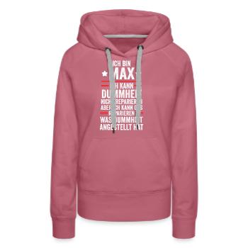 Max - Women’s Premium Organic Hoodie - mauve - Front - Isabella (175cm)