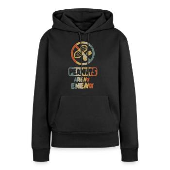 Erdnüsse sind meine Feinde - Frauen Premium Bio Hoodie - Schwarz - Vorne - Julia (174cm)