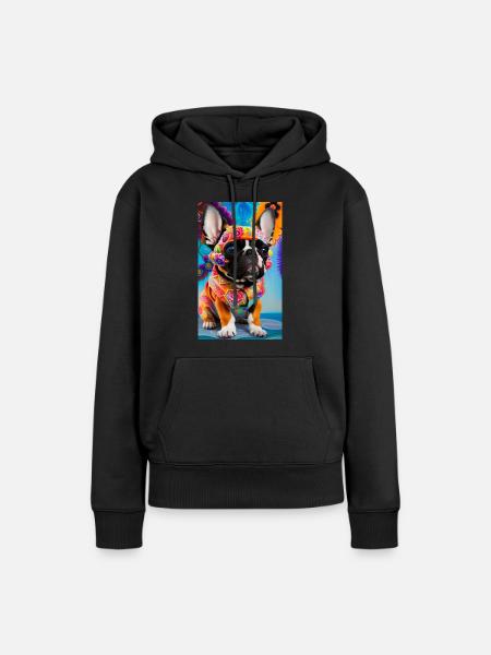 French Bulldog Gemälde - Frauen Premium Bio Hoodie - Schwarz