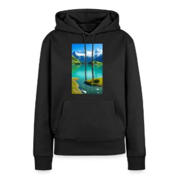 Lac - Sweat à capuche Premium bio Femme - noir - Devant - Julia (174cm)