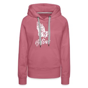 Believe Betende Hände Glaube Religion - Frauen Premium Bio Hoodie - Malve - Vorne - Isabella (175cm)