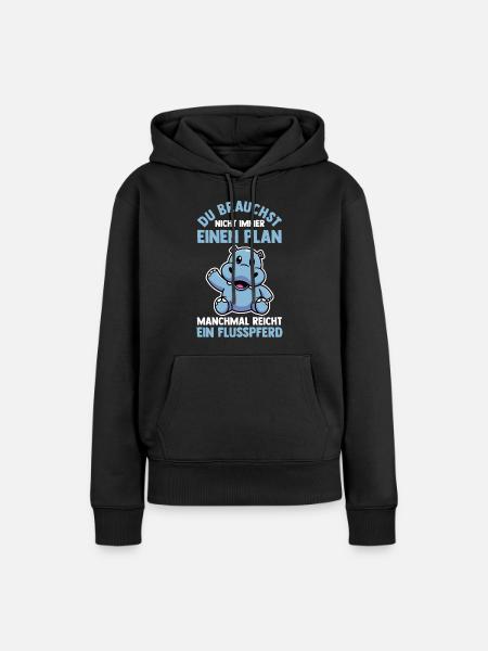 Nilpferd Flusspferd - Frauen Premium Bio Hoodie - Schwarz