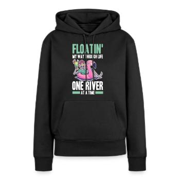 Rafting - Frauen Premium Bio Hoodie - Schwarz - Vorne - Julia (174cm)