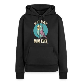 Dédié aux mamans perruches - Sweat à capuche Premium bio Femme - noir - Devant - Julia (174cm)