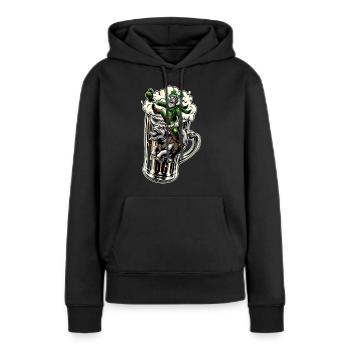 Chevaucher le lutin (lutin irlandais) - Sweat à capuche Premium bio Femme - noir - Devant - Julia (174cm)
