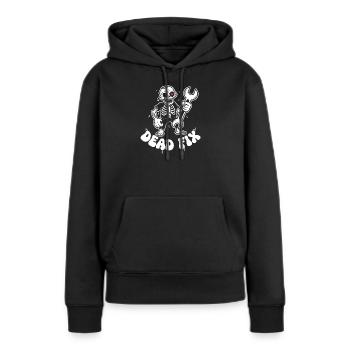 Skelett mit Schraubenschlüssel - Frauen Premium Bio Hoodie - Schwarz - Vorne - Julia (174cm)
