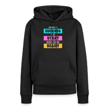 Entrepreneur bourreau de travail - Sweat à capuche Premium bio Femme - noir - Devant - Julia (174cm)