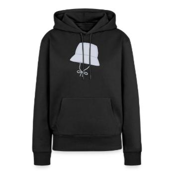 Chapeau à seau pastel avec sangle de menton - Sweat à capuche Premium bio Femme - noir - Devant - Julia (174cm)