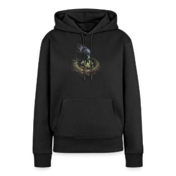 Amsel  - Frauen Premium Bio Hoodie - Schwarz - Vorne - Julia (174cm)