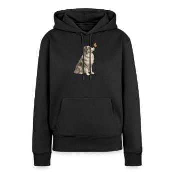 Chien australien animal d’âme avec une illustration de papillon - Sweat à capuche Premium bio Femme - noir - Devant - Julia (174cm)